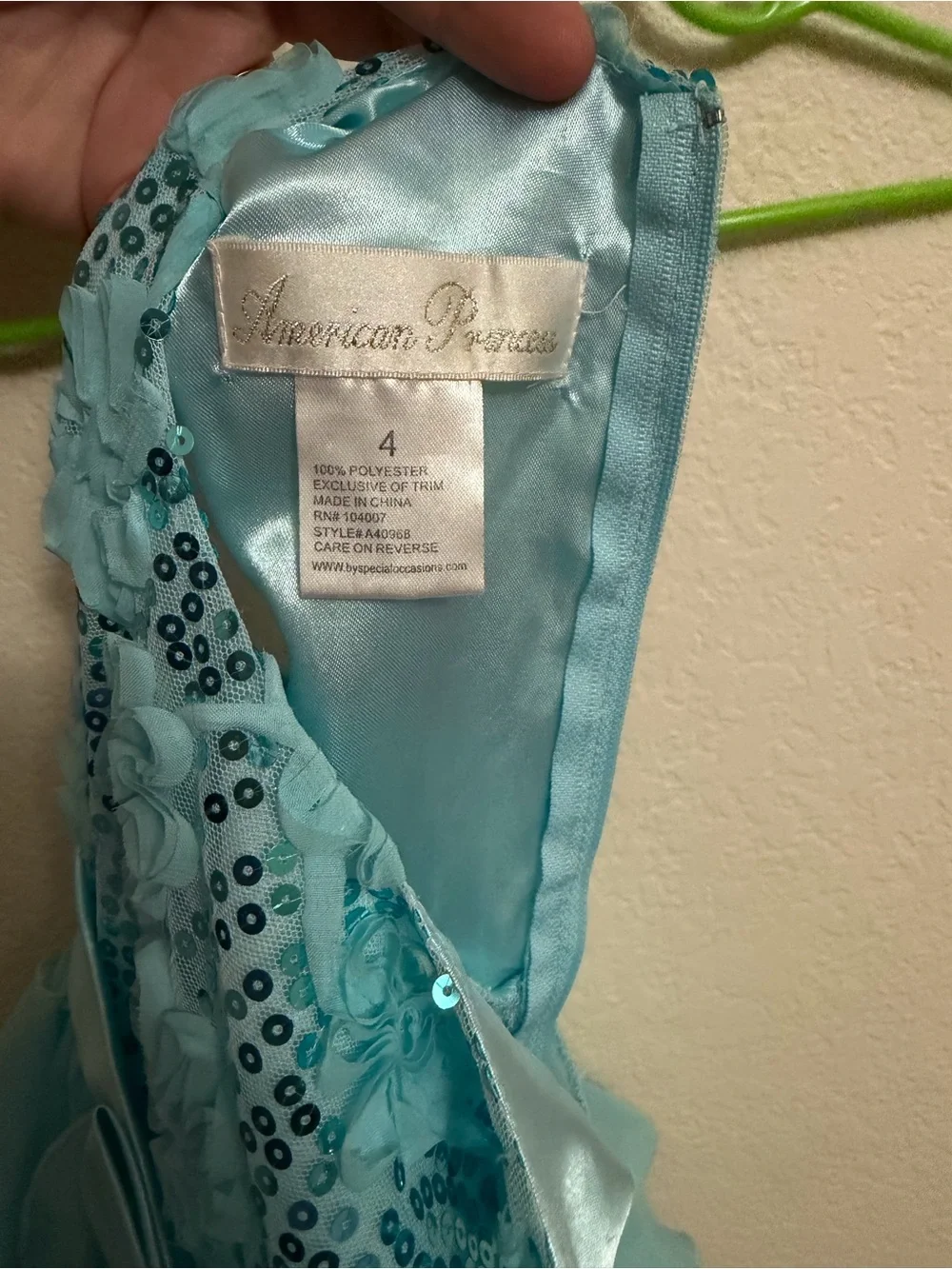 American Princess Light Blue Sequin & Ruffle Party Dress